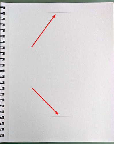 A diagram of measurement marks on a drawing. 