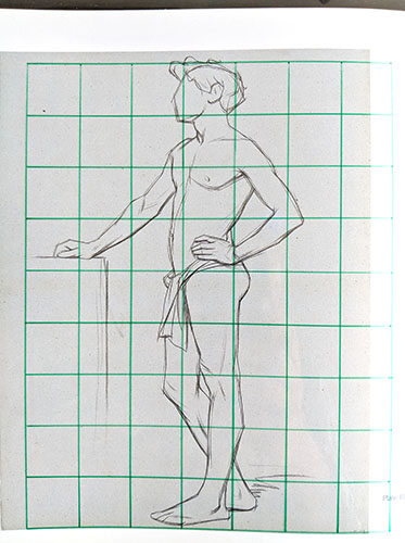 A drawing with a grid on top of it.