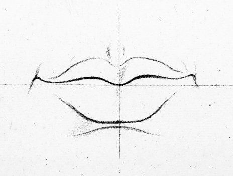 A diagram showing how to draw a human mouth.