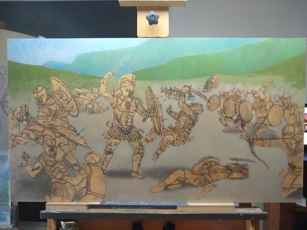 Process photo of a painting by Brian Skol