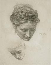 A drawing of two heads by Sir Edward Poynter